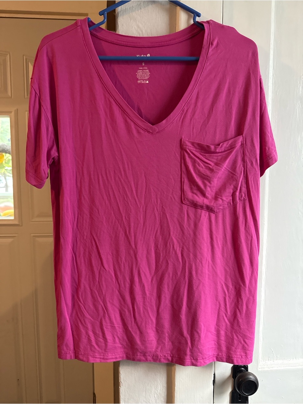 Kyte BABY Hot Pink V-Neck Short Sleeve Pocket Tee